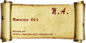 Mancsu Ali névjegykártya